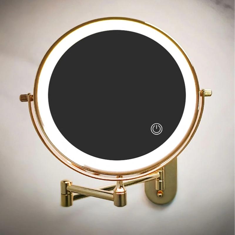 Rechargeable LED Makeup Mirror with 360-Degree Rotation and Multiple Magnification Options – Touch Control Vanity Mirror with Lights 5