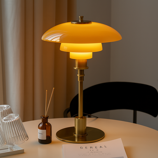 Scandinavian Minimalist Table Lamp with LED Light – Iron and Glass Design for Bedside or Desk Use 0