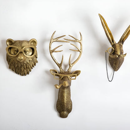 Stylish Metal Animal Head Wall Hook for Coats and Hats – Elegant Home Decor Accent 0
