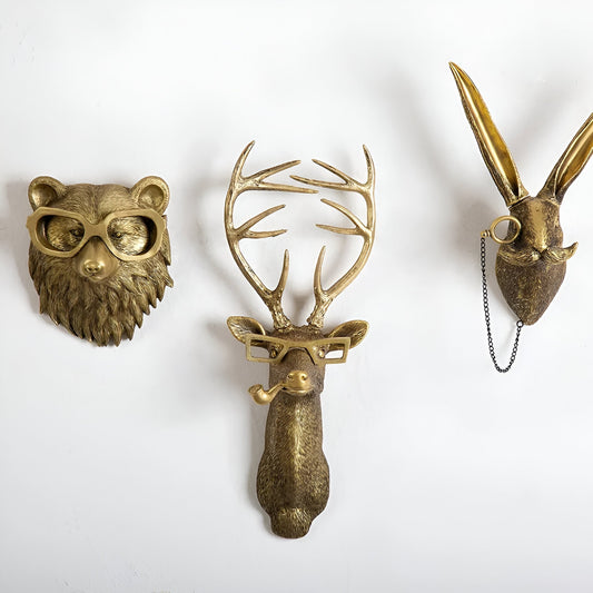 Stylish Metal Animal Head Wall Hook for Coats and Hats – Elegant Home Decor Accent 0
