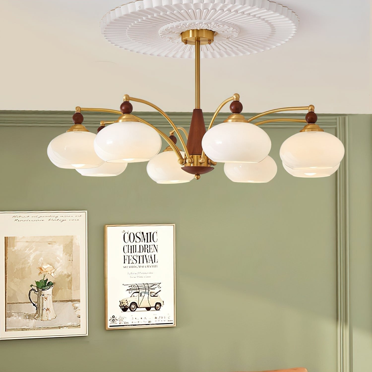 Victorian-Inspired Retro Chandelier Light with Warm White Illumination – 3, 5, or 8 Heads, Premium Wood and Brass Design 5