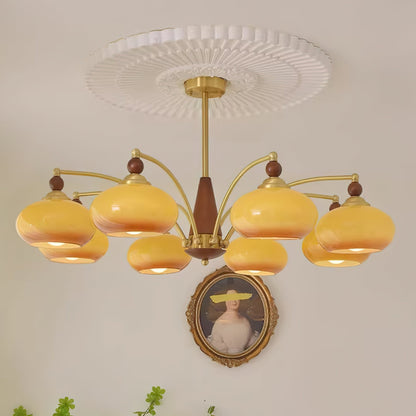 Victorian-Inspired Retro Chandelier Light with Warm White Illumination – 3, 5, or 8 Heads, Premium Wood and Brass Design 8