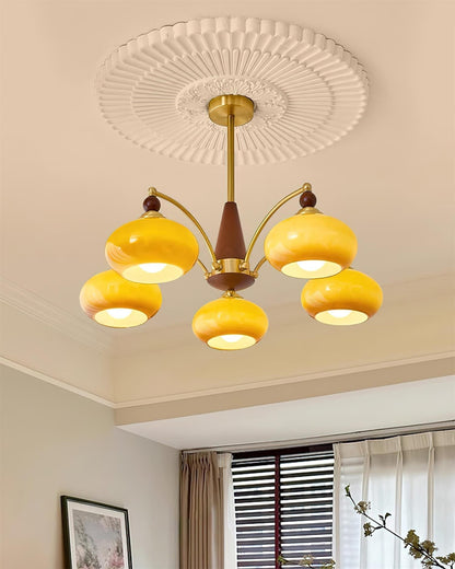 Victorian-Inspired Retro Chandelier Light with Warm White Illumination – 3, 5, or 8 Heads, Premium Wood and Brass Design 9
