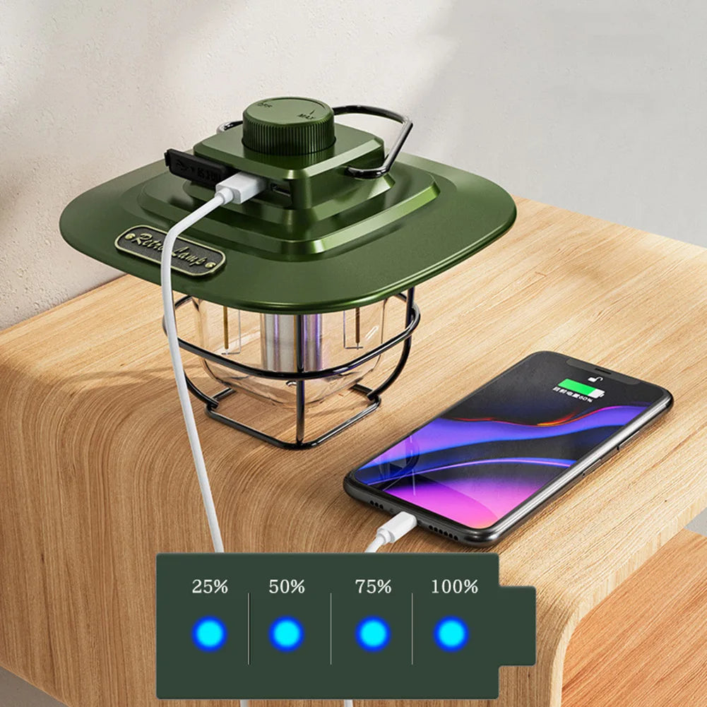 Vintage Camping Lantern - Rechargeable LED Camping Lights with Warm Ambient Glow, Weather-Resistant, Portable Outdoor Lighting 5
