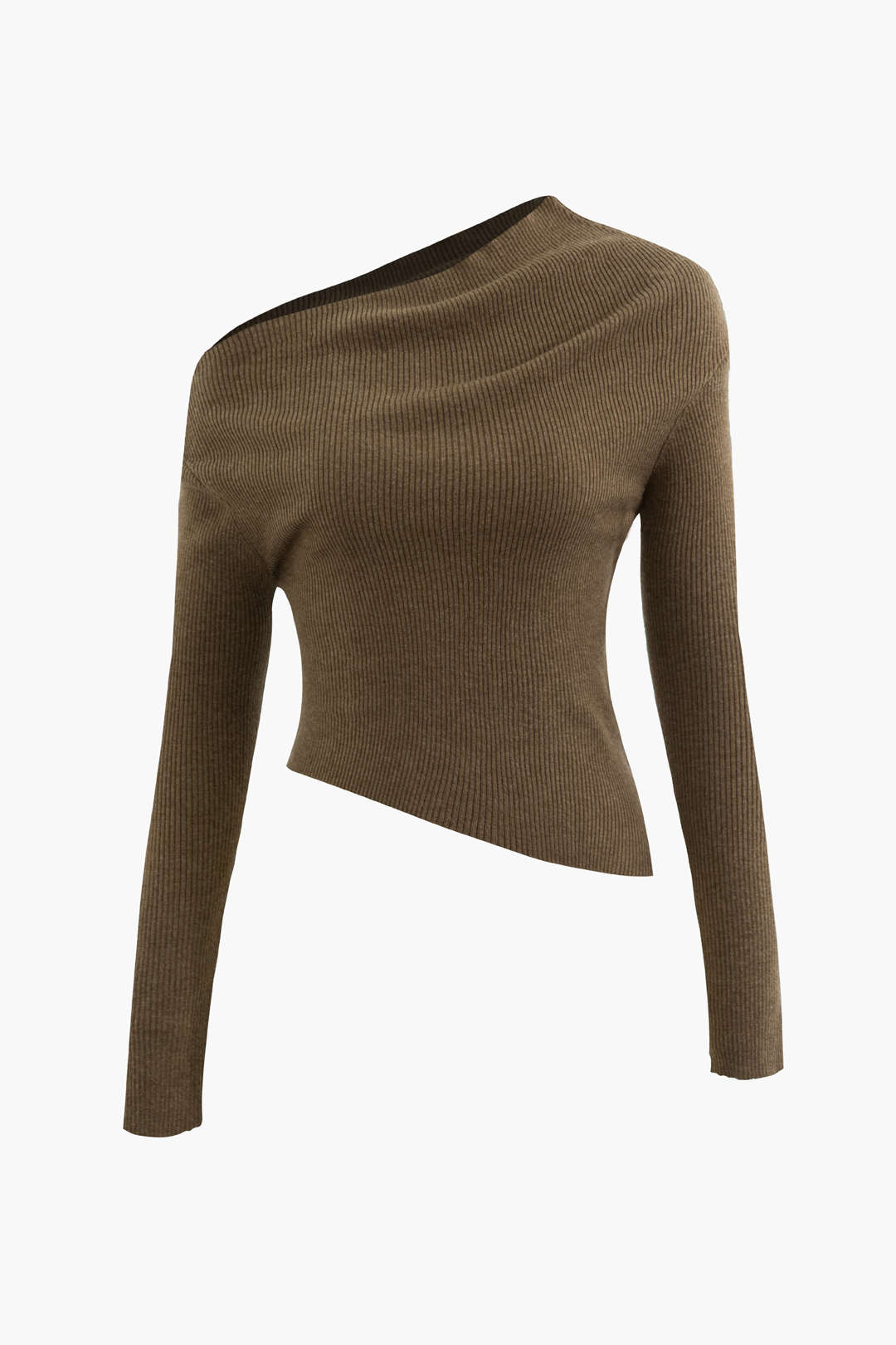 Women's Asymmetrical Long Sleeve Top Black Size S Knit 0