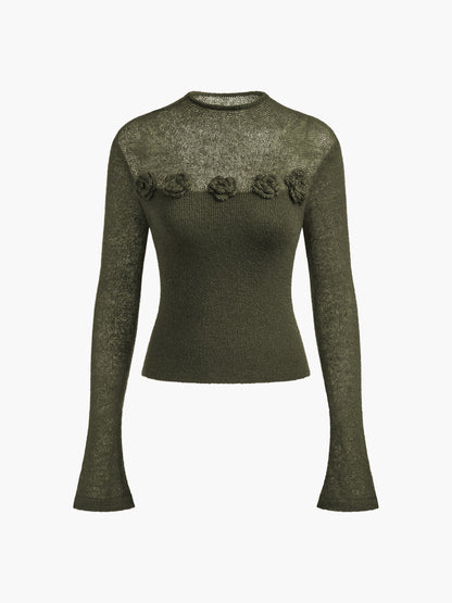 Women's Knit Top Gray Size M Wool Blend 12