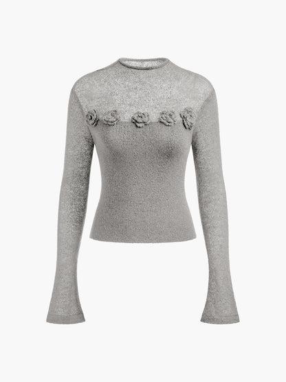 Women's Knit Top Gray Size M Wool Blend 9