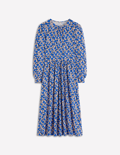 Women's Midi Dress Kingfisher Blue Size M Jersey Floral Print 6